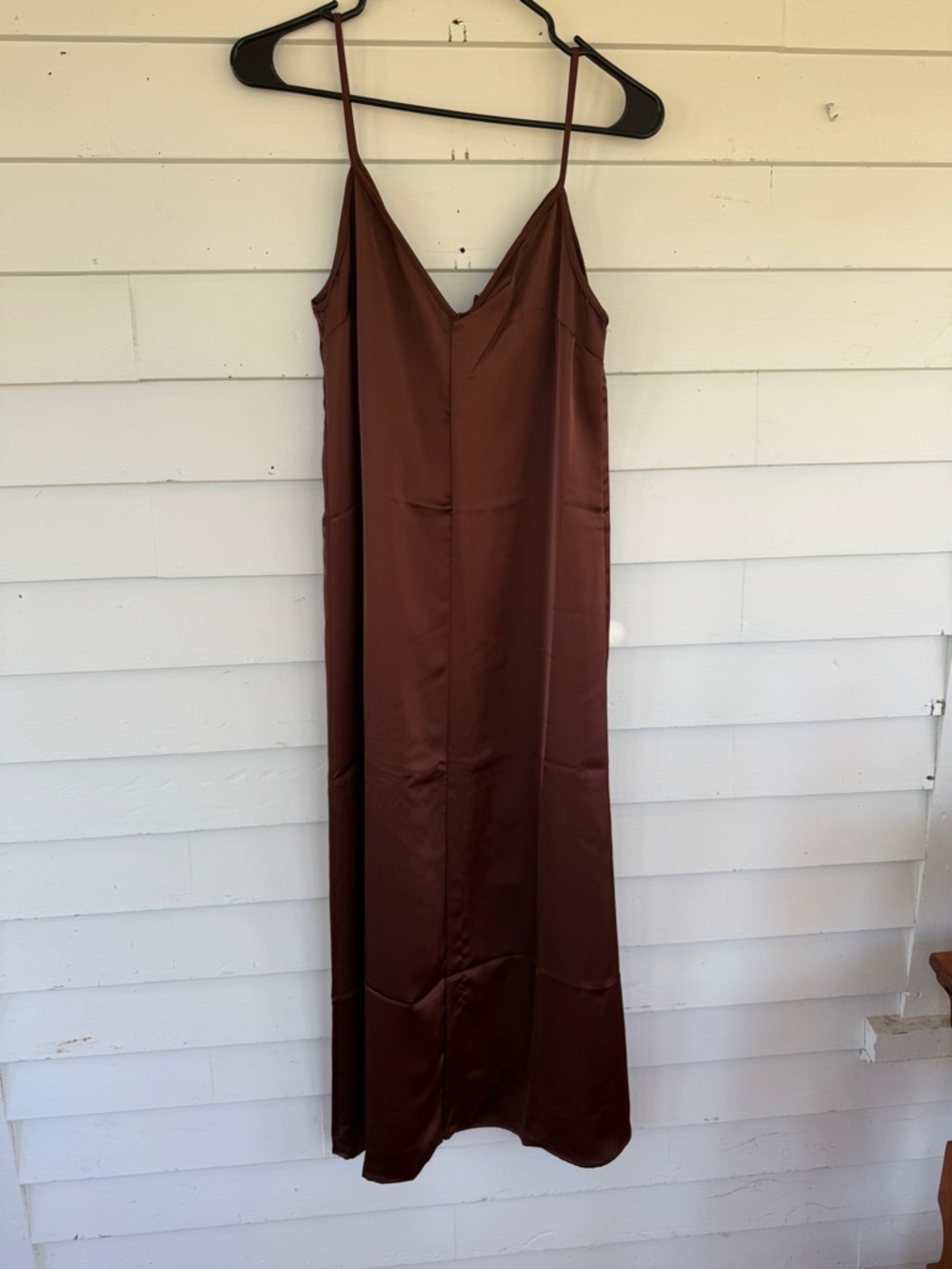 Satin Slip Dress in Deep Brown